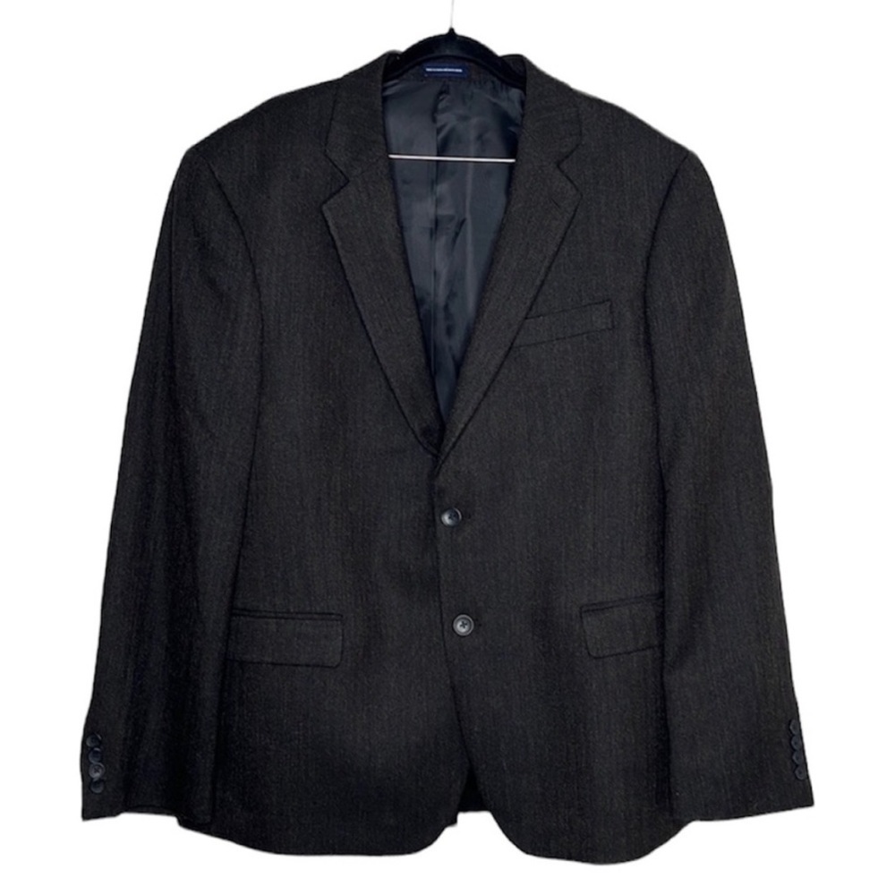 Stafford Signature 2 Button Black Brown Wool Tweed Sportscoat Blazer Sz 44R